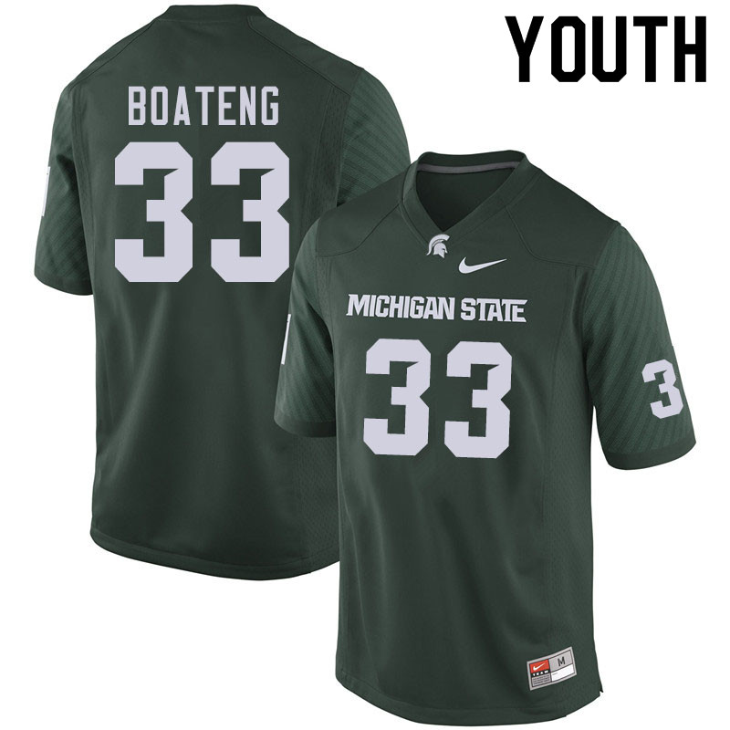 Youth #33 Jeslord Boateng Michigan State Spartans College Football Jerseys Sale-Green
